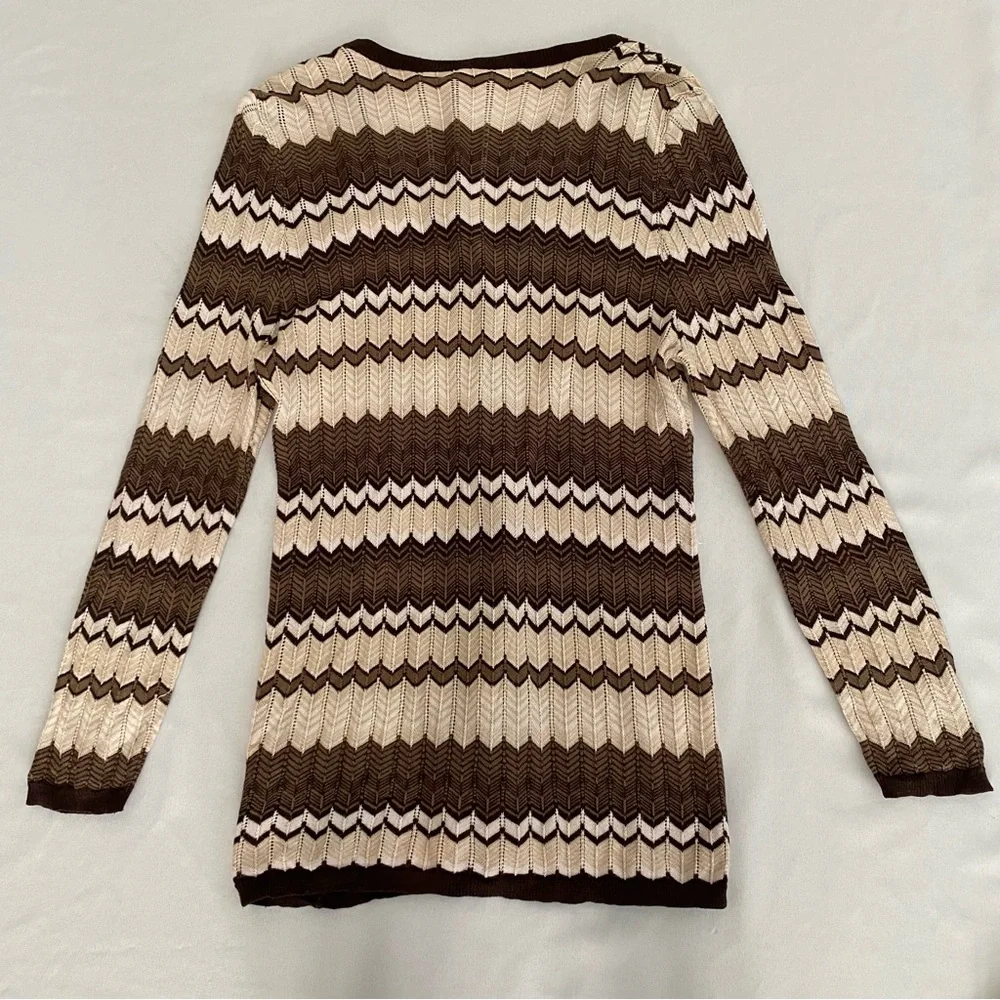 Emanuel Ungaro Women’s Cardigan Sweater Large Chevron Designer Quiet Luxury